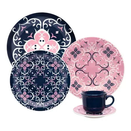 Juego De Vajilla Platos + Tazas Ceramica Oxford 20 Piezas 4p Variado