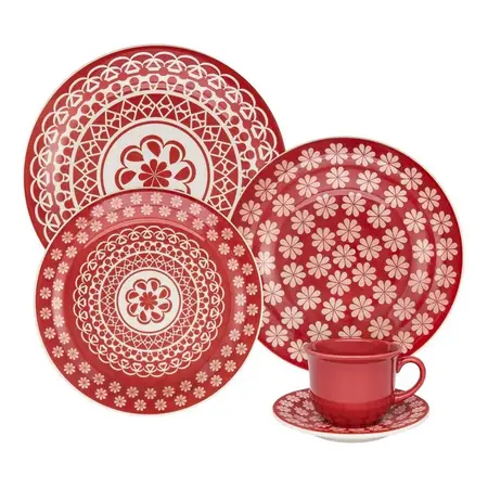 Juego De Vajilla Platos + Tazas Ceramica Oxford 20 Piezas 4p Variado