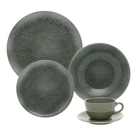 Juego De Vajilla Platos + Tazas Ceramica Oxford 30 Piezas 6p Variado