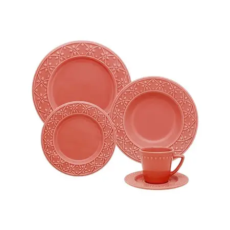 Juego De Vajilla Platos + Tazas Ceramica Oxford 30 Piezas 6p Variado