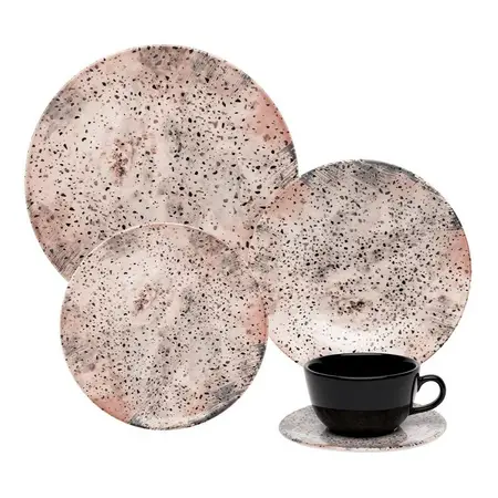 Juego De Vajilla Platos + Tazas Ceramica Oxford 30 Piezas 6p Variado