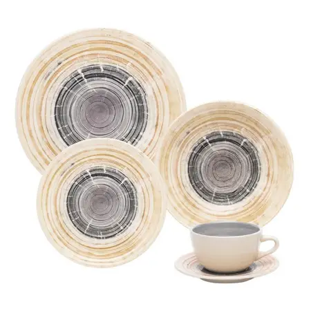 Juego De Vajilla Platos + Tazas Ceramica Oxford 30 Piezas 6p Variado
