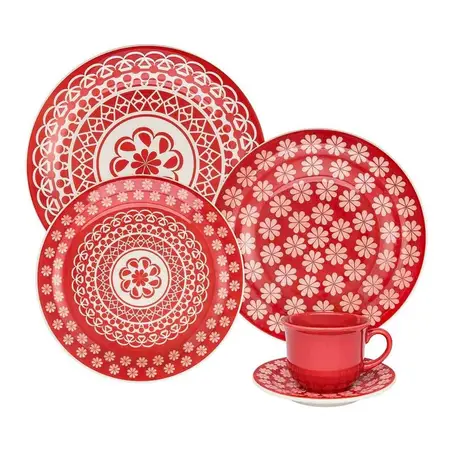Juego De Vajilla Platos + Tazas Ceramica Oxford 30 Piezas 6p Variado