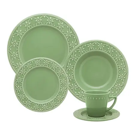 Juego De Vajilla Platos + Tazas Ceramica Oxford 30 Piezas 6p Variado
