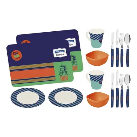 Juego Desayuno Tramontina Tazas Compoteras Platos 2 Personas