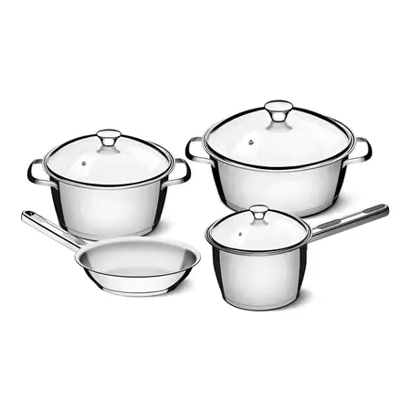 Juego Ollas Batería Cocina Tramontina Allegra Inox 4 Piezas Color Plateado