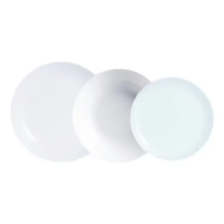 Juego Plato Playo Hondo Postre Luminarc Diwali Temp Set X18u Blanco