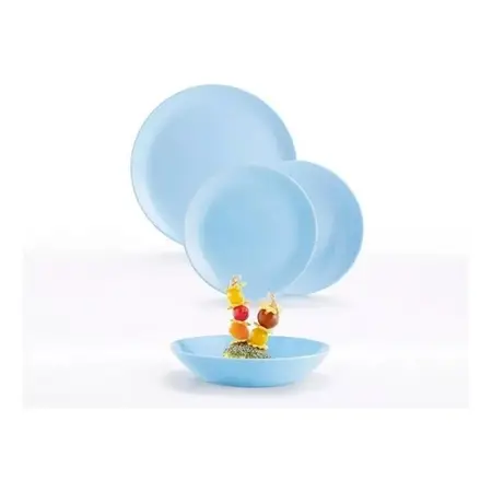 Juego Plato Playo Hondo Postre Luminarc Diwali Temp Set X18u Celeste