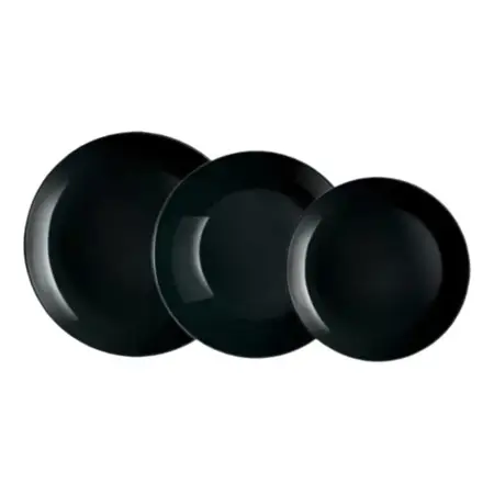 Juego Plato Playo Hondo Postre Luminarc Diwali Temp Set X18u Negro