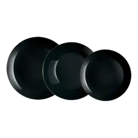 Juego Plato Playo Hondo Postre Luminarc Diwali Temp Set X18u Negro