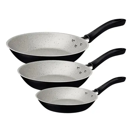 Juego Sartenes Linz 3 Pzs Antiadherente Tramontina Brasil 3c Gris/Negro