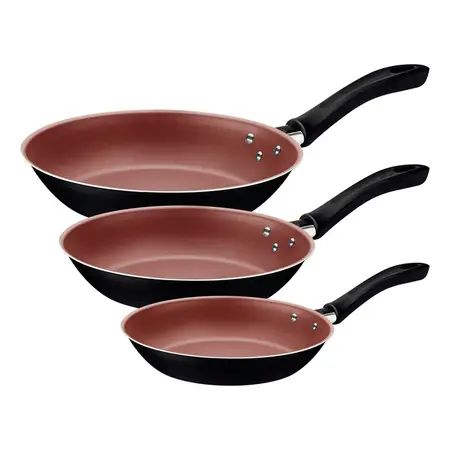 Juego Sartenes Linz 3 Pzs Antiadherente Tramontina Brasil 6c Cobre