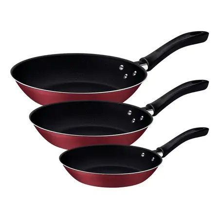 Juego Sartenes Linz 3 Pzs Antiadherente Tramontina Brasil 6c Rojo