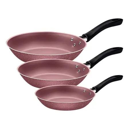Juego Sartenes Linz 3 Pzs Antiadherente Tramontina Brasil 6c Rosa