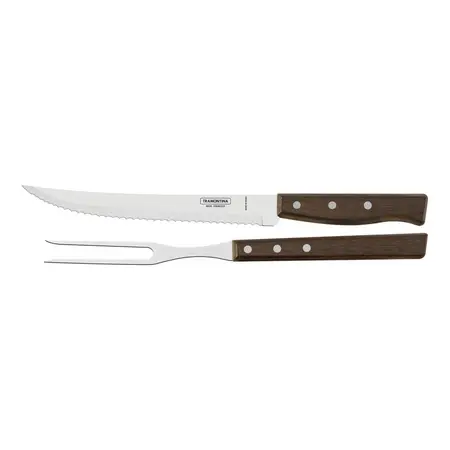 Juego Trinchante Asado Tramontina Acero Inox Madera 2 Pzs
