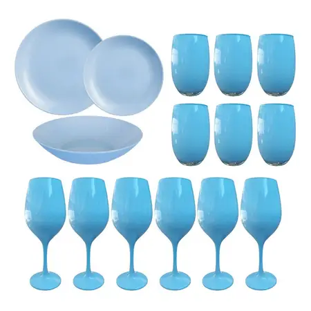 Juego Vajilla Plato Playo Hondo Postre Copa Y Vaso X30 Cuota