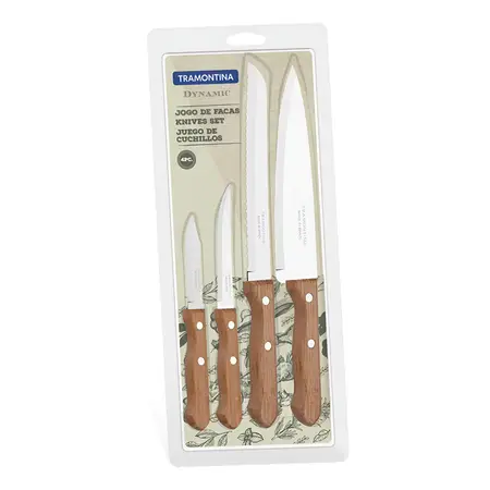 Juego X 4 Cuchillos Dynamic Cocina Fruta Chef Tramontina Color Marrón