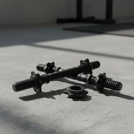 Kit 2 Mancuernas Rosca Discos Gym | Metal Revestimiento Pvc Color Negro