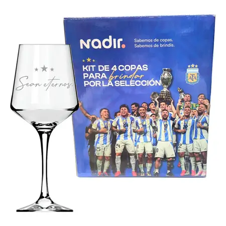 Kit 4 Copas Agua Vino Seleccion Argentina Messi Nadir 490 Ml Brunello