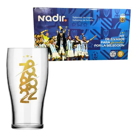 Kit 5 Vasos Cerveceros Seleccion Argentina Messi Nadir 568ml Transparente