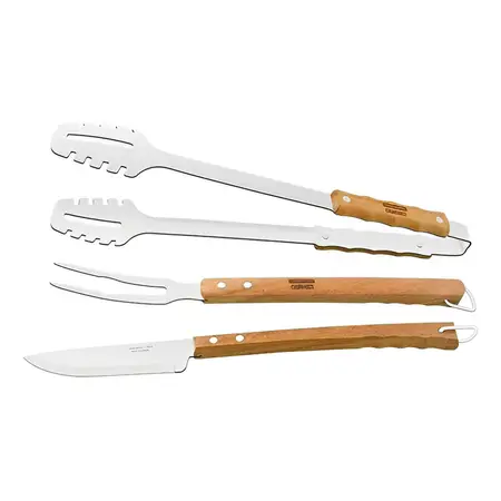 Kit De Barbacoa Tramontina 26599001 De Madera Natural De 3 Piezas, Color Marrón