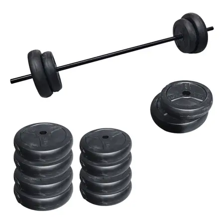 Kit Entrenamiento 30 Kg Fitness Gym | Mancuerna Barra Disco - Colores