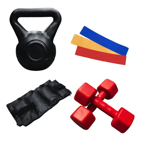 Kit Entrenamiento N°4 Tobillera Banda Tela Rusa Mancuerna