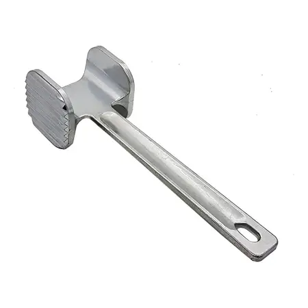 Martillo Mazo Bate Bife Para Carne Fundicion De Aluminio Color Plateado