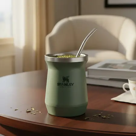 Mate Stanley Original Blanco Negro Acero Inoxidable X 1 Un Verde