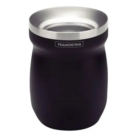 Mate Tramontina Acero Inoxidable Colores 240 Ml Doble Pared Negro
