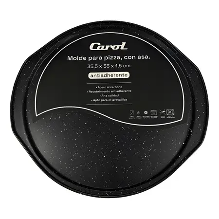 Molde Para Pizza Antiadherente Con Asas Acero Al Carbono Color Negro