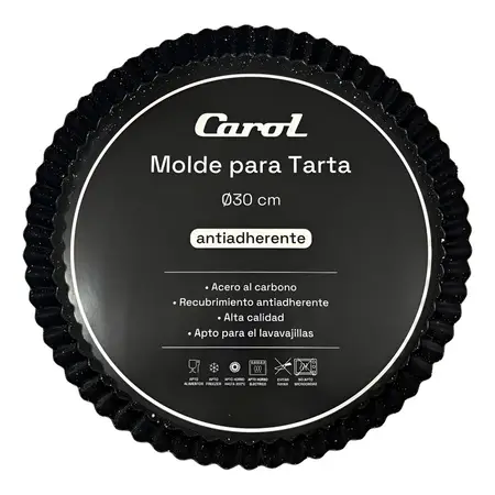 Molde Para Torta Antiadherente Carol Acero Al Carbono 30 Cm Color Negro