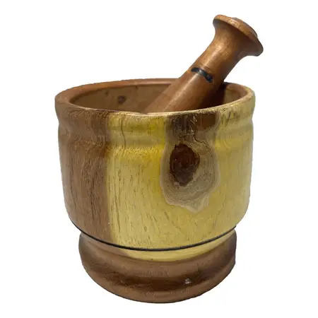 Mortero De Madera Para Moler Con Pisón Machacador Cocina X1. Marrón