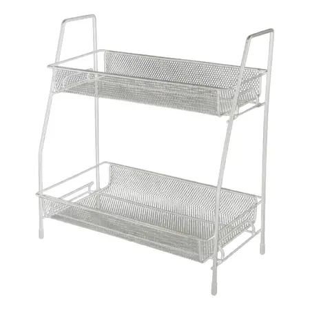 Organizador Doble Estante Metal Cocina Baño Crystal Rock Blanco