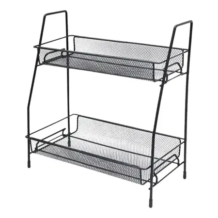 Organizador Doble Estante Metal Cocina Baño Crystal Rock Negro
