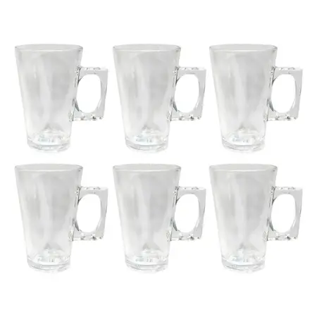 Pack 6 Tazas Jarros Mugg Capuccino Cafe 225 Ml De Vidrio Tansparente Soif304791