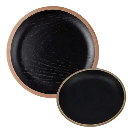 Pack De Posavasos Redondos De Madera Carol Negros Posavaso Negro