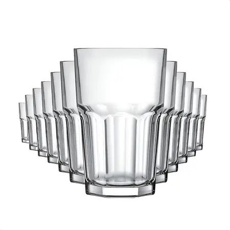 Pack X12 Vaso Vidrio Bristol 2911 Nadir Fasetado 520 Ml Color Transparente