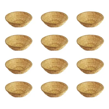 Panera De Mimbre 23 Cm Redonda Pack X12 | Crystal Rock - Marrón Claro - 7313