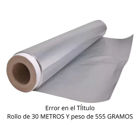Papel Aluminio 30 Metros / Rollo 500 Gr Para Gastronomía Cocina Bandepack