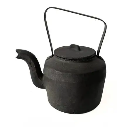 Pava De Fundición Hierro Con Tapa Molde Antiguo Fuego N.3 - Negro