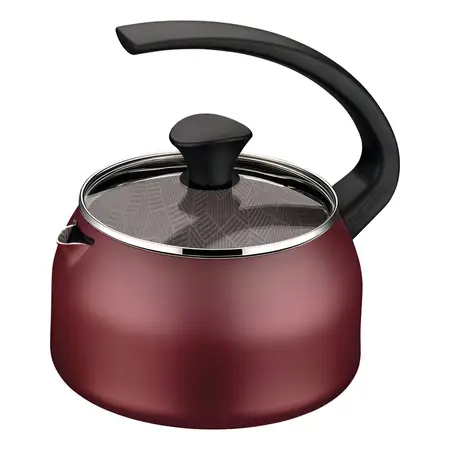 Pava Teflon 1,90lts Tapa De Vidrio Tramontina Paris Color Bordó