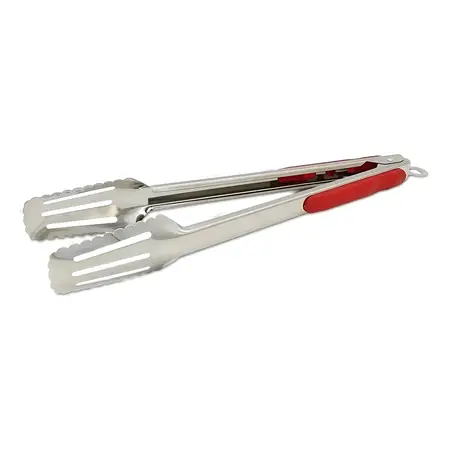 Pinza Multiuso Cocina Acero Con Mango Silicona 31cm Parrilla Color Rojo