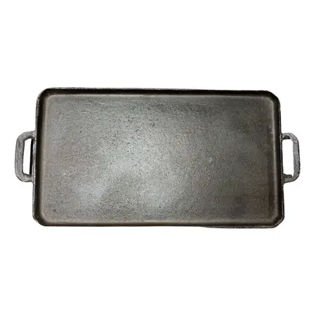 Plancha Bifera Doble Fundición Lisa Hamburguesera 2 Asas X1u Negro