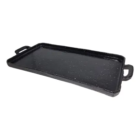 Plancha Bifera Enlozada De Fundición Lisa Para 2 Asas X 1 Un Negro
