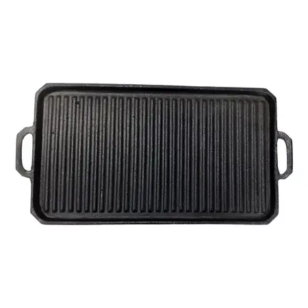 Plancha Bifera Fundición Doble Acanalada Hamburguesera X 1 U Gris Oscuro