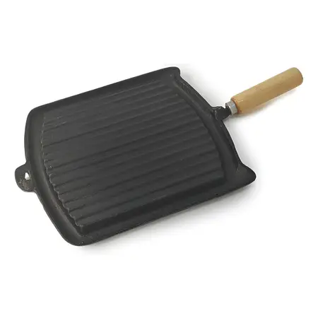 Plancha Cuadrada Bifera 26 Cm Hierro Fundición Rayada N°3 Color Negro