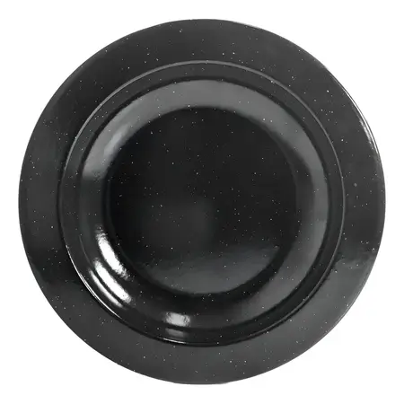 Plato Enlozado Hondo Chapa 28 Cm Parrilla Camping X1 Unidad. Color Negro Liso