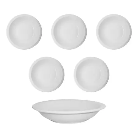 Plato Hondo 19cm Porcelana Tsuji Ala Angosta Línea 450 X6 Un Blanco