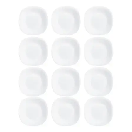 Plato Hondo Carine Cuadrado Negro Vidrio Templado 21 Cm X 12 Blanco